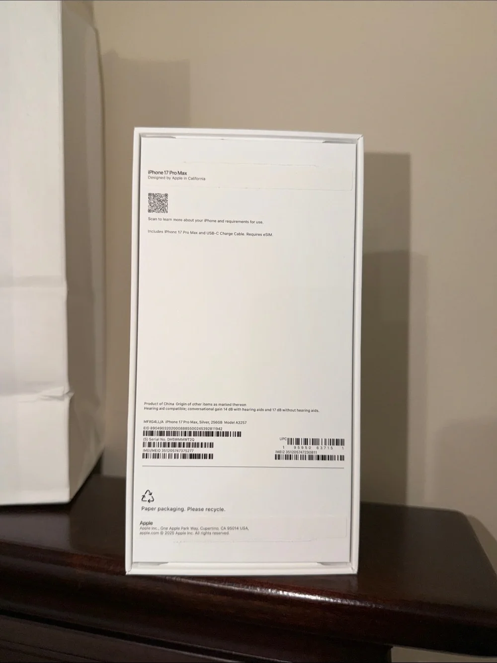 iPhone 17 ProMax Empty Box and Shopping Bag